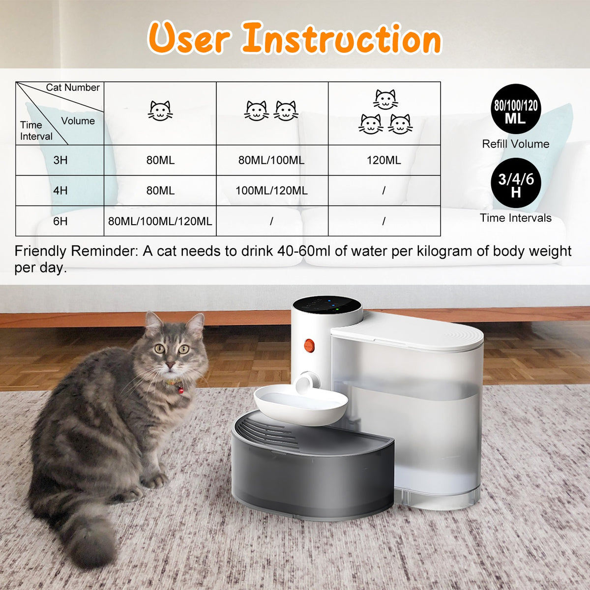 3 L Cordless Rechargeable Pet Water Fountain – product image 7