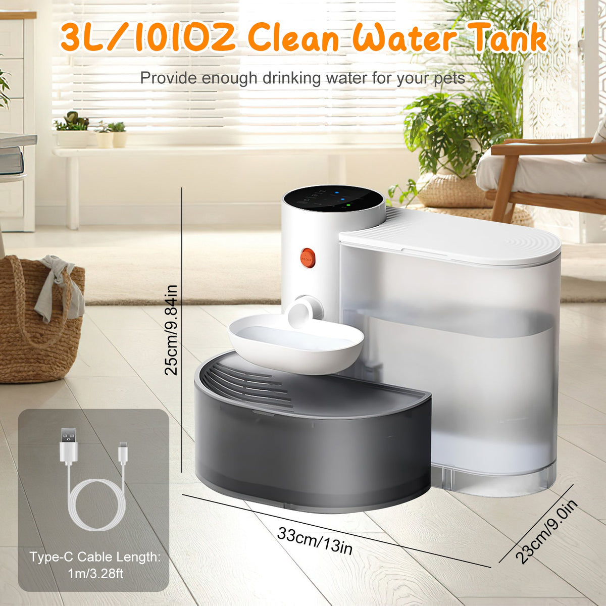 3 L Cordless Rechargeable Pet Water Fountain – product image 4