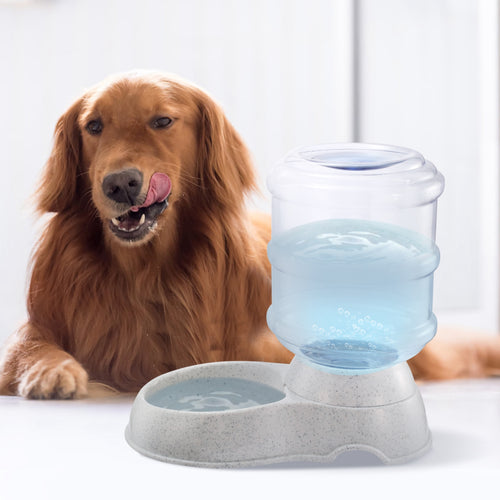 Beige 3.5 L gravity-fed pet water dispenser for cats and dogs